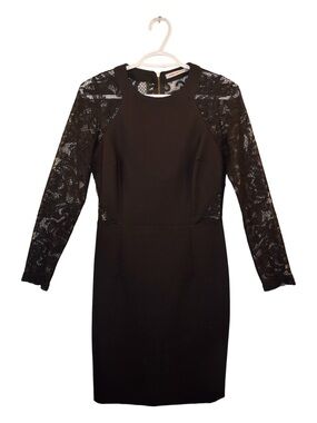 Black Lace Long-Sleeve Sheath Dress